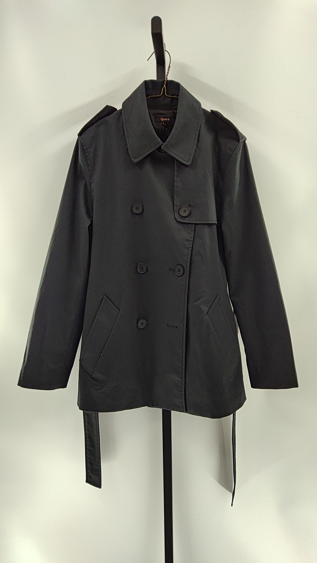Quince Women Comfort Stretch Short Trench Coat Black Outerwear S