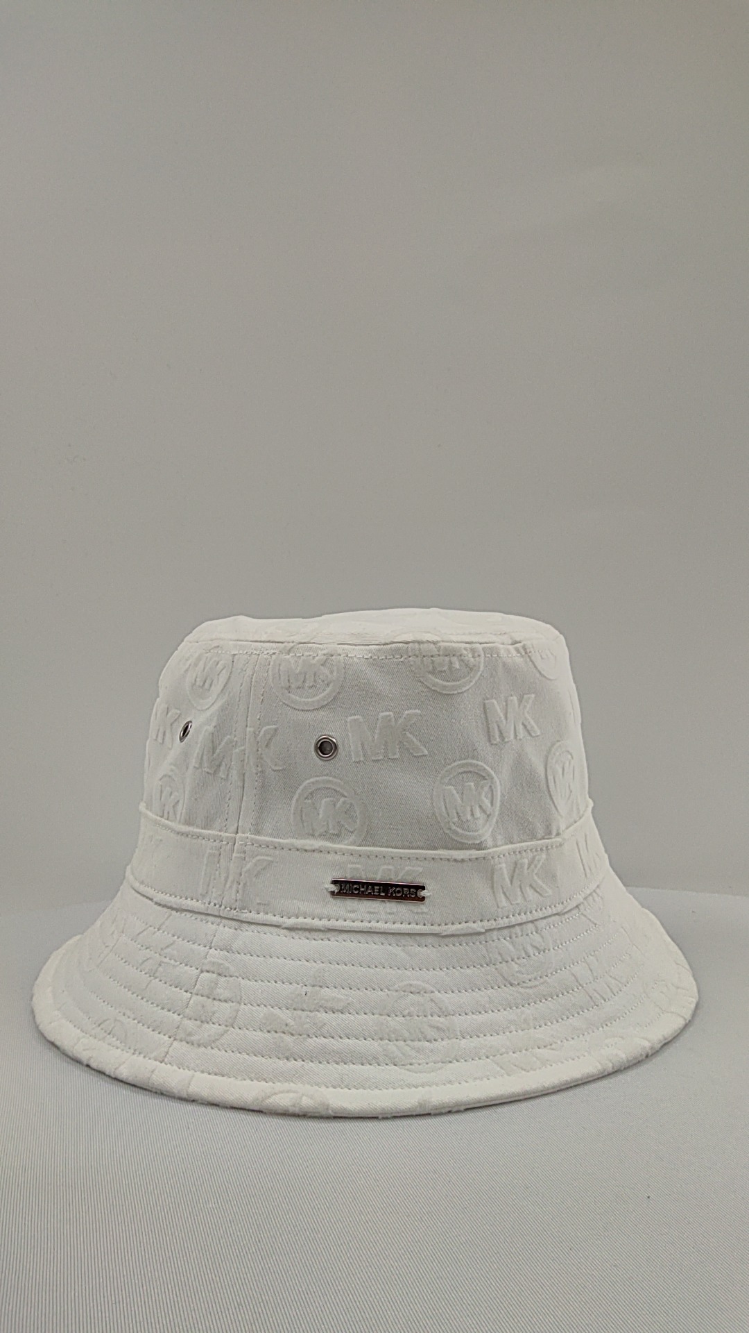 Michael Kors Women Logo Embossed Stretch Cotton Bucket Hat White