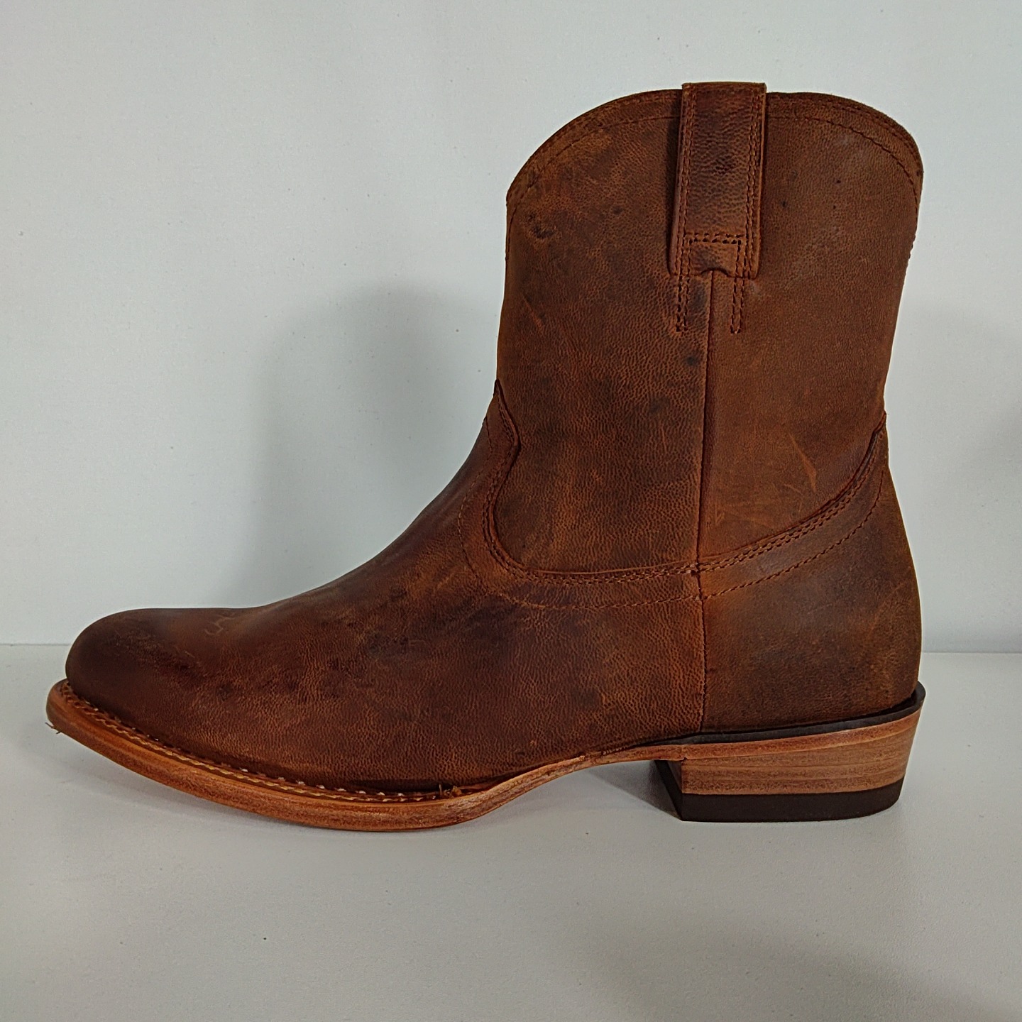 Quince Men Crafted Leather Western Zip Boot Whiskey Shoes 10 