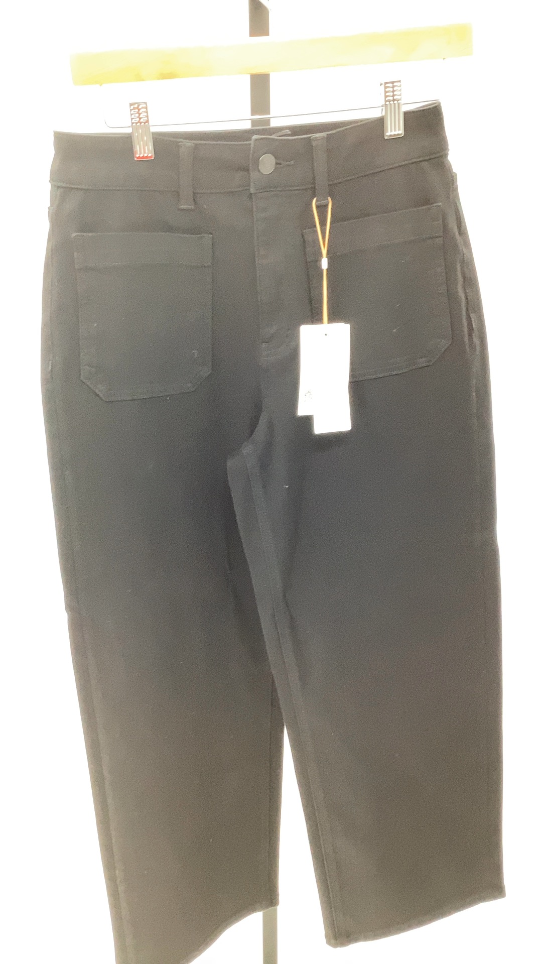 Quince Womens Bella Stretch Patch Pocket Wide Leg Jeans Black 28