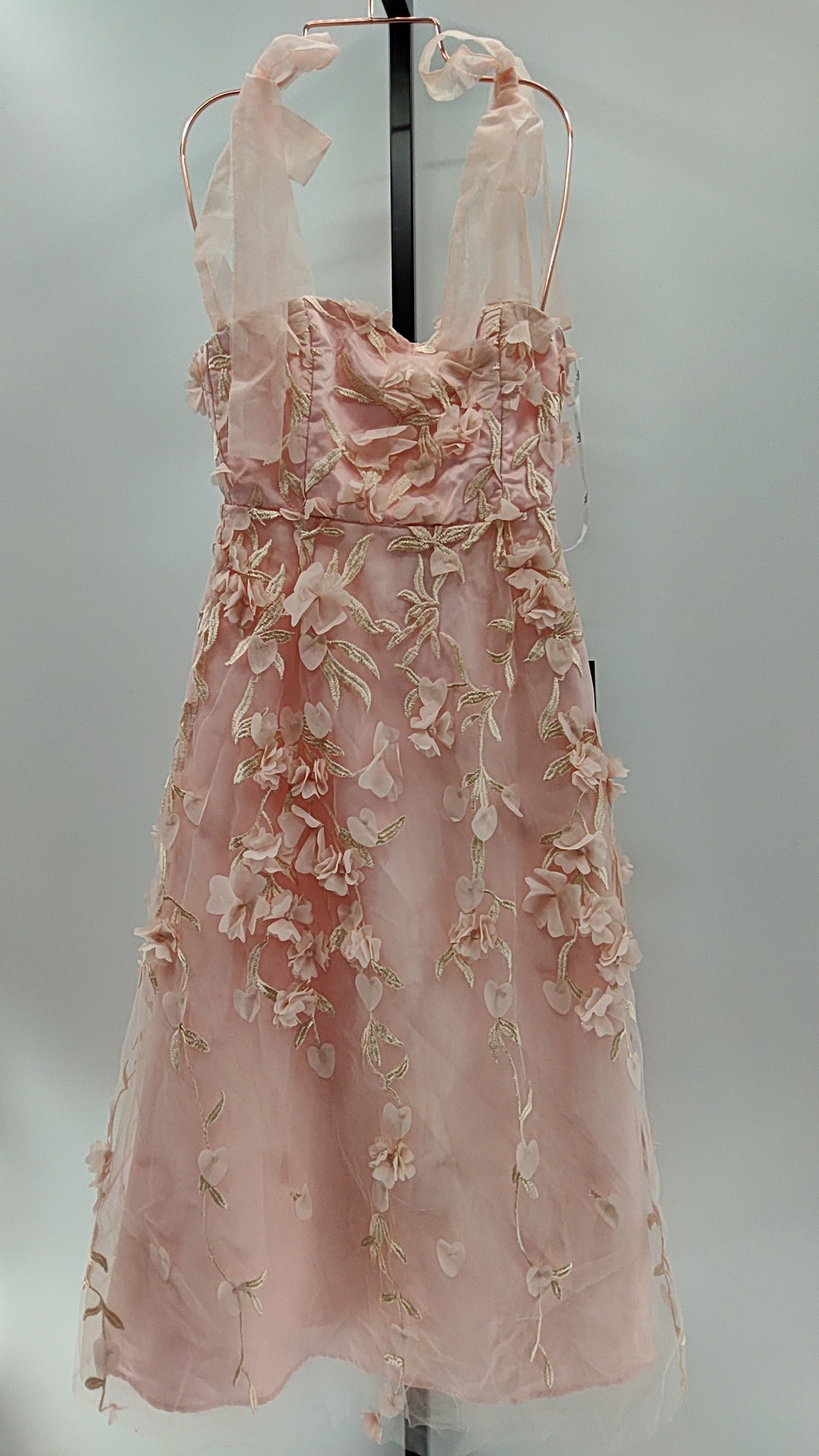 Lulus Women Sweet Blush Tulle 3D Floral Tie-Strap Midi Dress X-Small | eBay